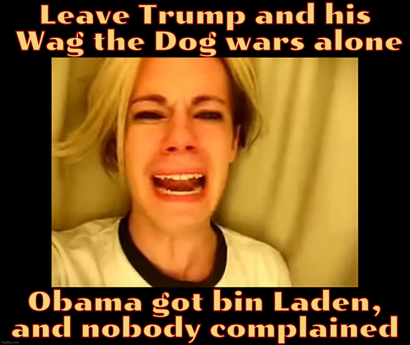 Obama got a pass for getting bin Laden killed while Trump gets a scolding for killing 175 little girls in school | Leave Trump and his
 Wag the Dog wars alone Obama got bin Laden,
and nobody complained | image tagged in leave britney alone,leave trump alone,obama killed bin laden,no biggie,trump kills school girls,poor trump | made w/ Imgflip meme maker