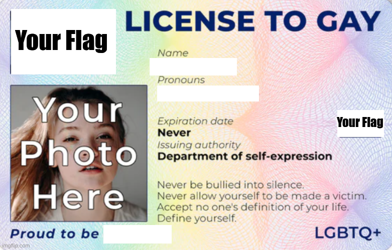License to Gay Blank Meme Template