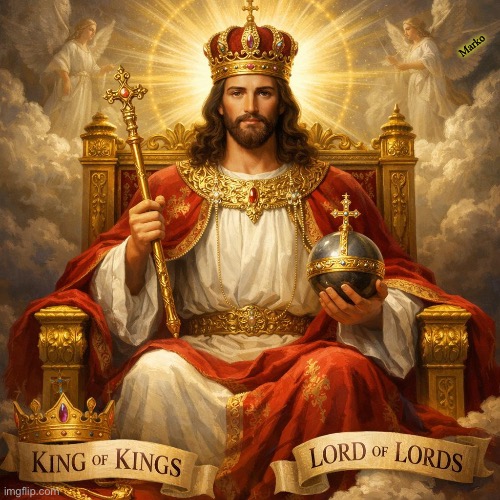 <{¥}>  --> ONE KING <-- | Marko | image tagged in memes,jesus the christ,sits at the right hand of the father,do you know him,your eternity is at stake | made w/ Imgflip meme maker