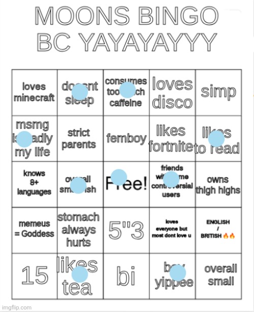 peak | image tagged in moons bingo | made w/ Imgflip meme maker