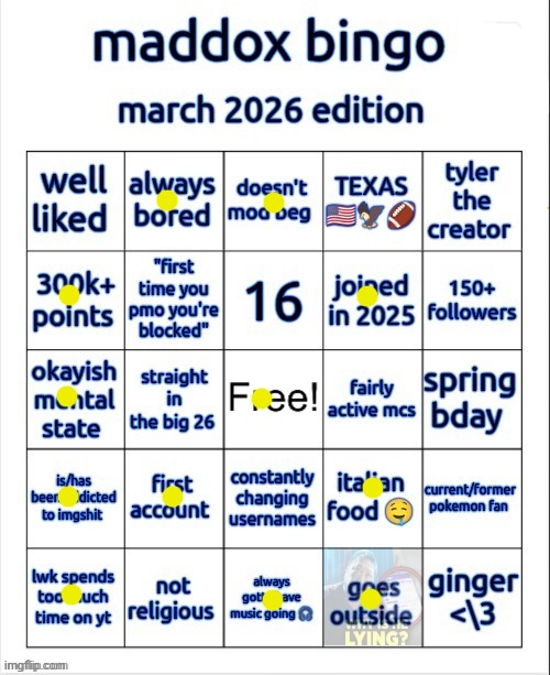 damn it | image tagged in maddox bingo march 2026 edition | made w/ Imgflip meme maker