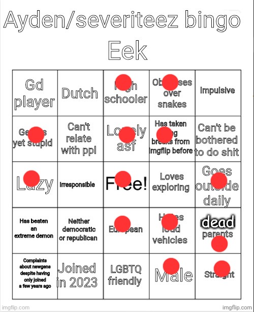 Ayden/severiteez bingo | dead | image tagged in ayden/severiteez bingo | made w/ Imgflip meme maker