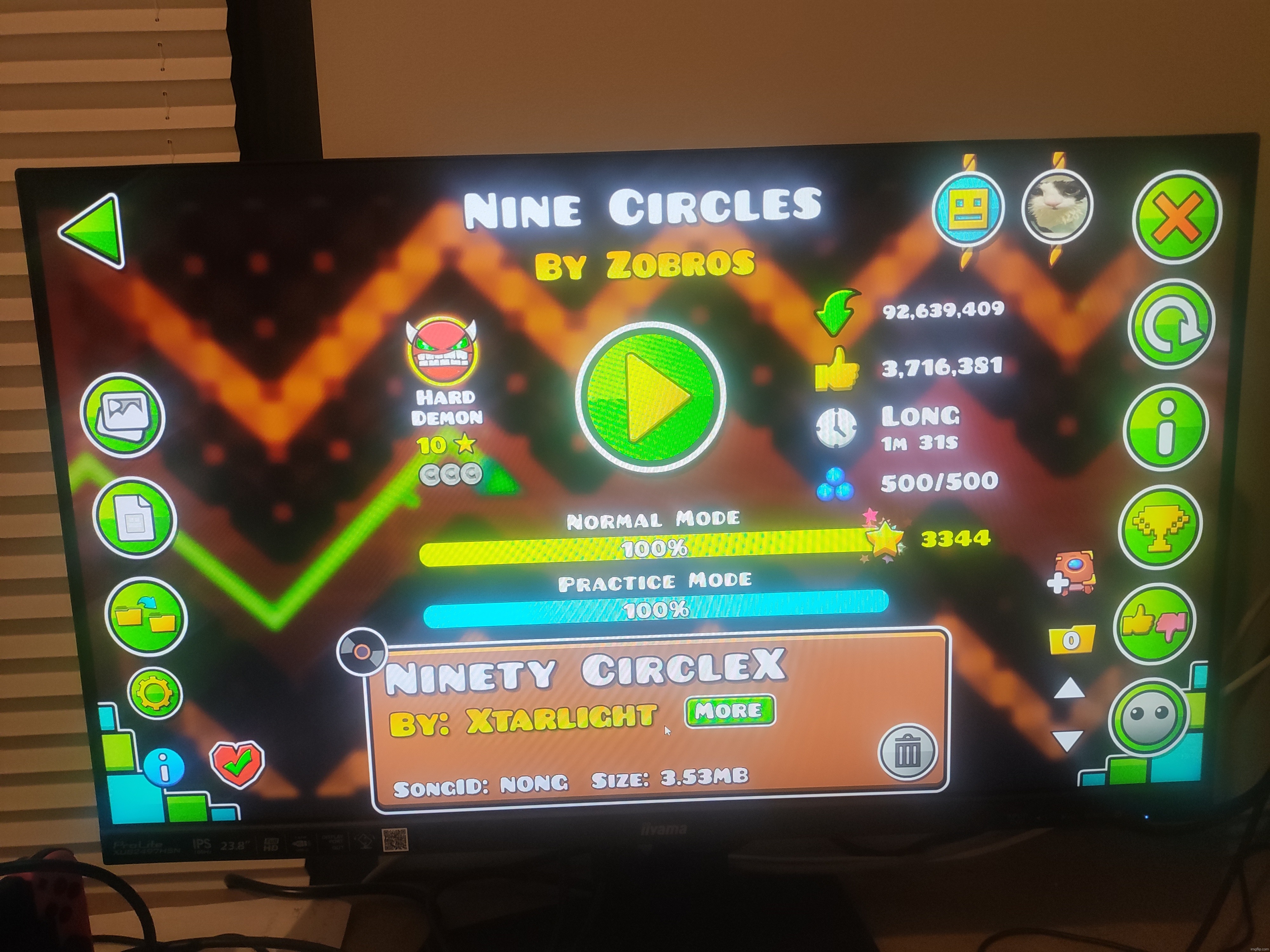 848 attempts on the level, 1611 on a startpos copy... I finally did it. | made w/ Imgflip meme maker