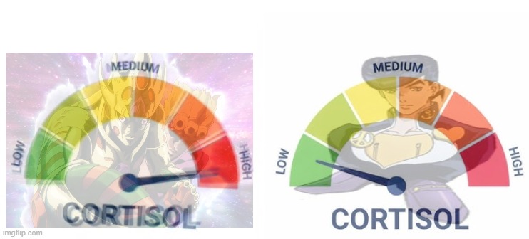 high vs low cortisol | image tagged in high vs low cortisol | made w/ Imgflip meme maker