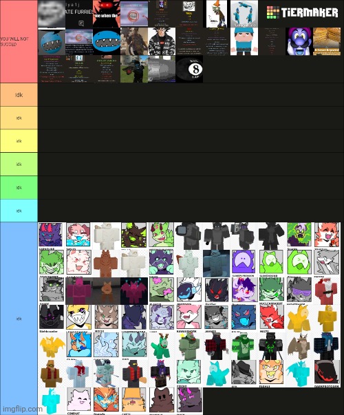YOU WILL NOT SUCCED | image tagged in funny,tier list,kp,kaiju paradise,joke,transfur | made w/ Imgflip meme maker