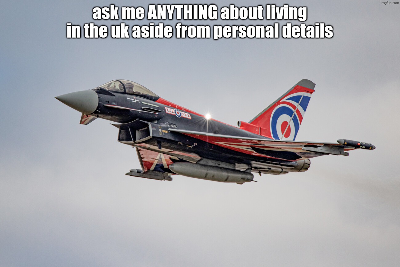 Eurofighter Typhoon Blackjack livery | ask me ANYTHING about living in the uk aside from personal details | image tagged in eurofighter typhoon blackjack livery | made w/ Imgflip meme maker