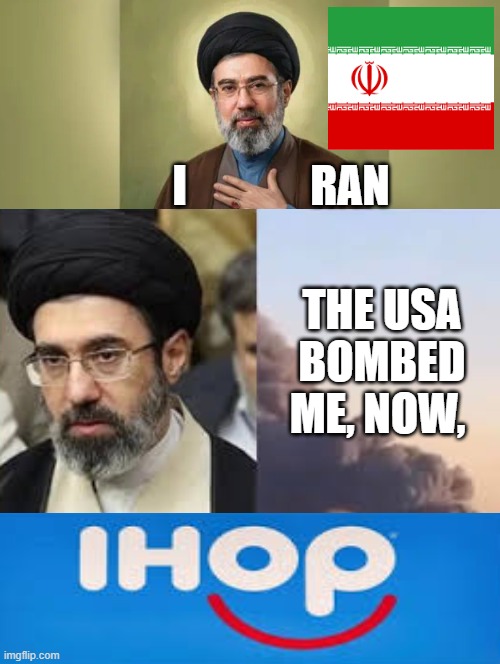 I ran, the USA bombed me, now I Hop! | I              RAN; THE USA BOMBED ME, NOW, | image tagged in lol so funny | made w/ Imgflip meme maker