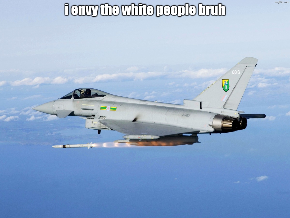 Eurofighter missile | i envy the white people bruh | image tagged in eurofighter missile | made w/ Imgflip meme maker