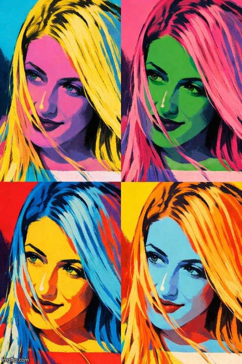 CBK: Carolyn Bessette Kennedy | image tagged in cbk,carolyn bessette kennedy,andy warhol,pop art,ai art,brian einersen | made w/ Imgflip meme maker