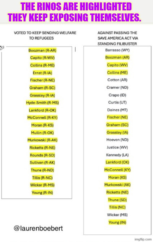 rinos exposing themselves | THE RINOS ARE HIGHLIGHTED
THEY KEEP EXPOSING THEMSELVES. | made w/ Imgflip meme maker