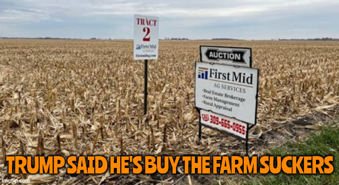 Farm Auction | TRUMP SAID HE'S BUY THE FARM SUCKERS | image tagged in farm auction | made w/ Imgflip meme maker