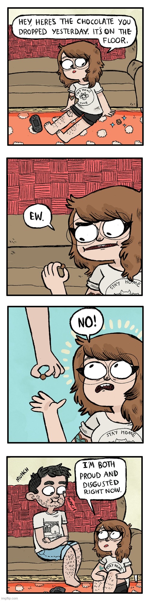 image tagged in floor,chocolate,eat,eating,proud,disgusted | made w/ Imgflip meme maker