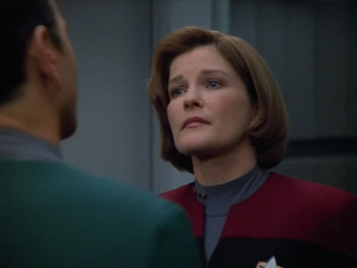Janeway listening to the Doctor Blank Meme Template