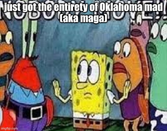 NOBODY MOVE!! | just got the entirety of Oklahoma mad
(aka maga) | image tagged in nobody move | made w/ Imgflip meme maker