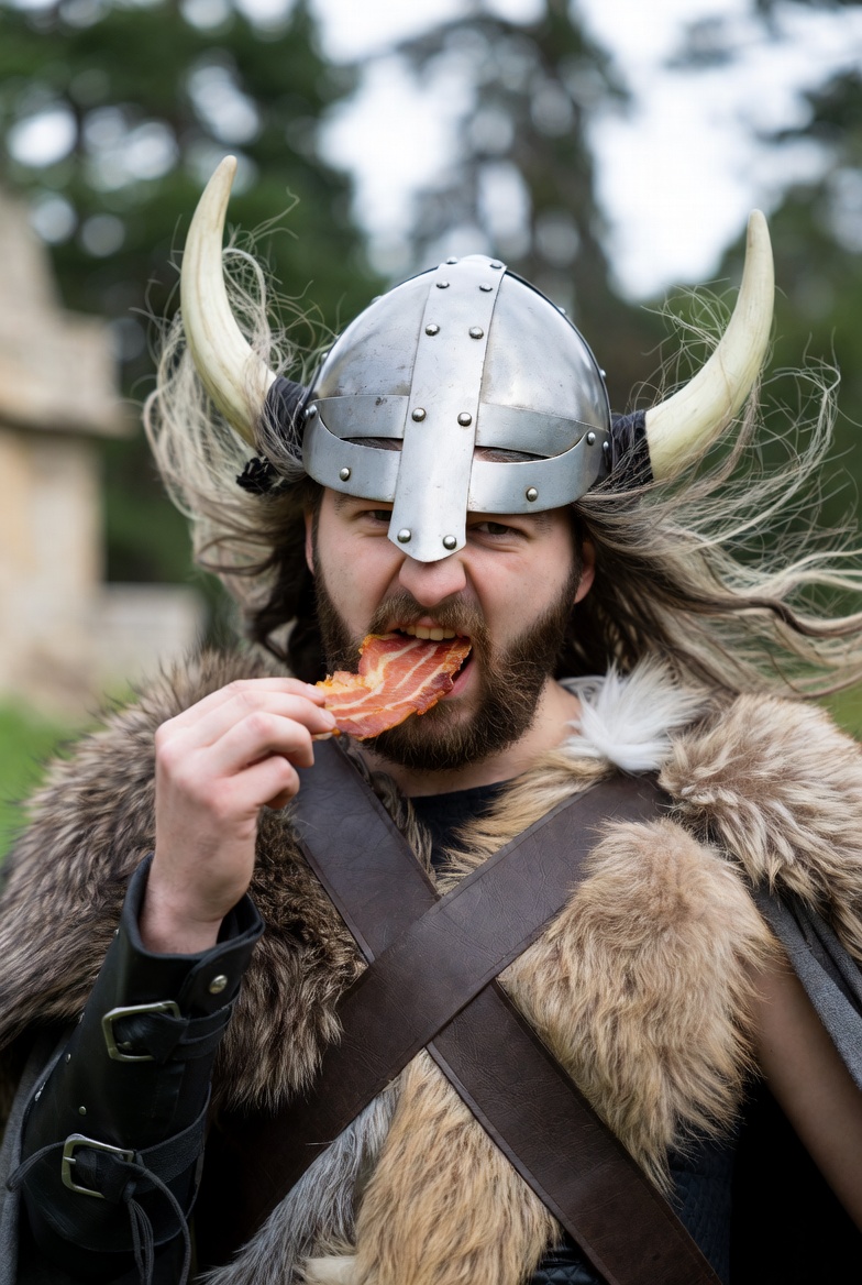viking eating bacon Blank Meme Template