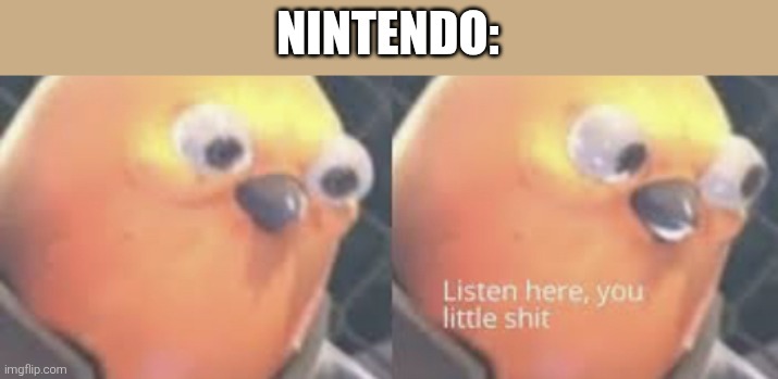 NINTENDO: | image tagged in listen here you little shit bird | made w/ Imgflip meme maker
