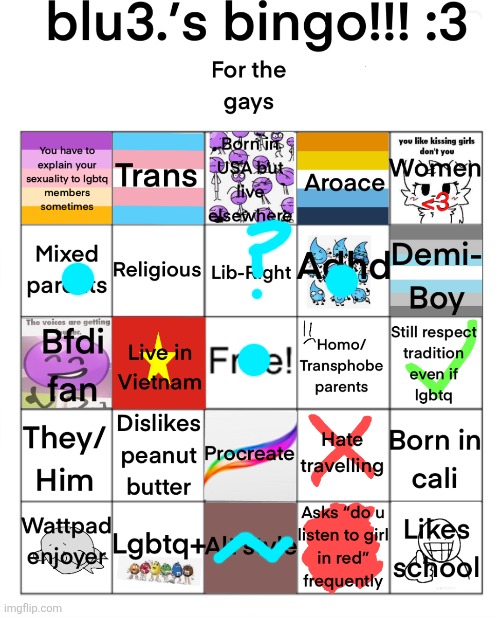 Trying so hard to be quirky | image tagged in blu3 s bingo 3 | made w/ Imgflip meme maker