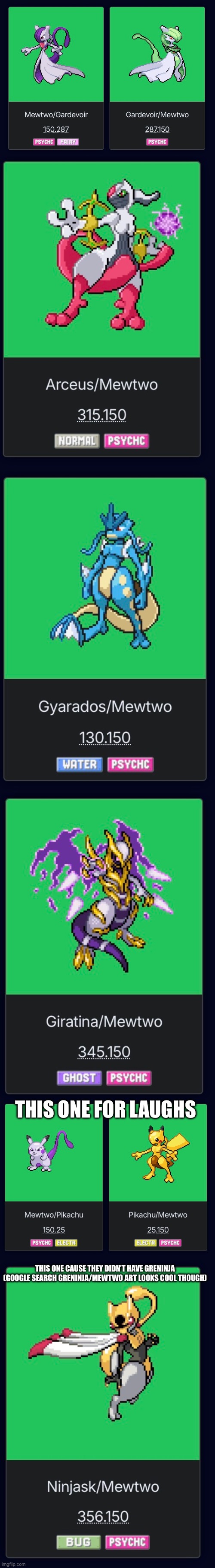 THIS ONE FOR LAUGHS THIS ONE CAUSE THEY DIDN’T HAVE GRENINJA (GOOGLE SEARCH GRENINJA/MEWTWO ART LOOKS COOL THOUGH) | made w/ Imgflip meme maker