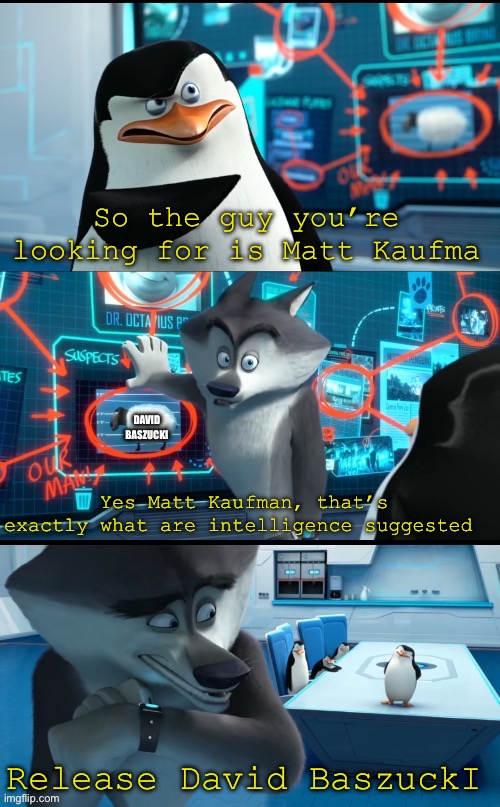 Still up for debate but here’s this in the meantime | So the guy you’re looking for is Matt Kaufma; DAVID BASZUCKI; Yes Matt Kaufman, that’s exactly what are intelligence suggested; Release David BaszuckI | image tagged in release the sheep | made w/ Imgflip meme maker