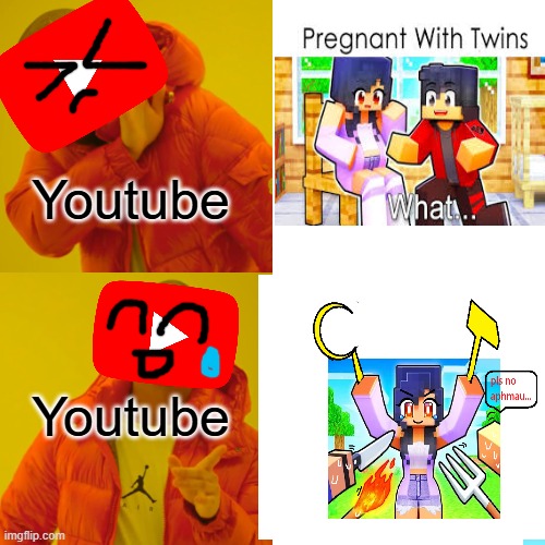 The Youtube Offense | Youtube; Youtube | image tagged in memes,drake hotline bling | made w/ Imgflip meme maker