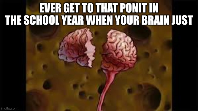 ah yes the second day | EVER GET TO THAT PONIT IN THE SCHOOL YEAR WHEN YOUR BRAIN JUST | image tagged in school,school memes,high school | made w/ Imgflip meme maker