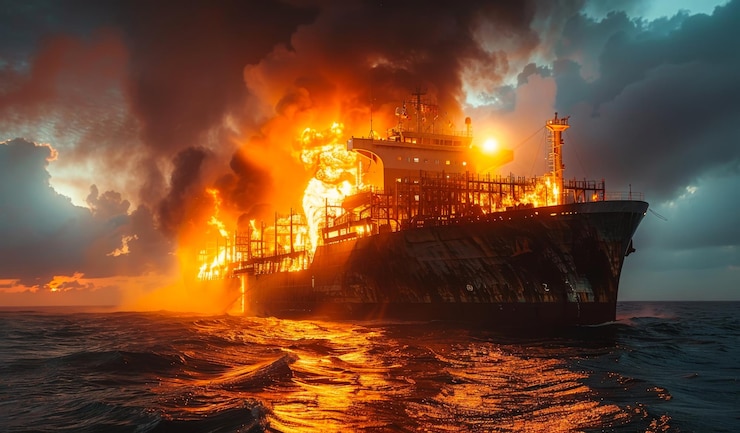 Tanker on Fire Blank Meme Template