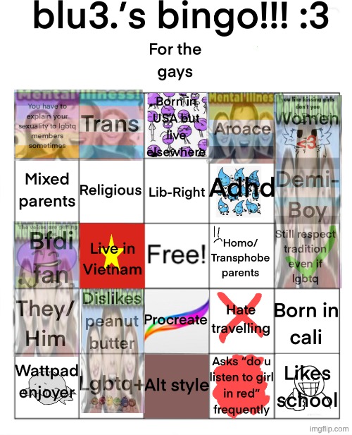 blu3.’s bingo!!! :3 | image tagged in blu3 s bingo 3 | made w/ Imgflip meme maker