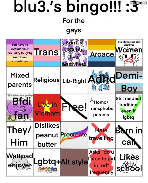 blu3.’s bingo!!! :3 | image tagged in blu3 s bingo 3 | made w/ Imgflip meme maker
