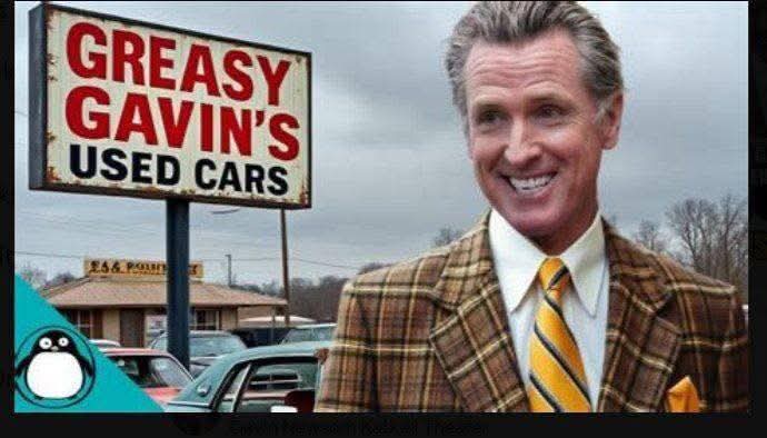 Greasy Gavin Newsom Used Cars Blank Meme Template