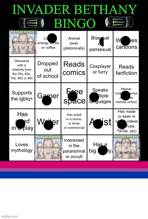 InvaderBethany Bingo | image tagged in invaderbethany bingo | made w/ Imgflip meme maker