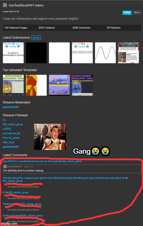 how many low rates can he take msmg? | Gang😭😭 | image tagged in msmg,garfieldfan | made w/ Imgflip meme maker