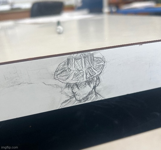 I drew this on the side of a desk at school | image tagged in drawing,art | made w/ Imgflip meme maker