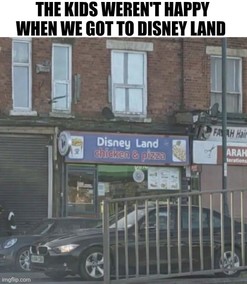 The Kids Weren't Happy | THE KIDS WEREN'T HAPPY WHEN WE GOT TO DISNEY LAND | image tagged in chrisjoines1 | made w/ Imgflip meme maker