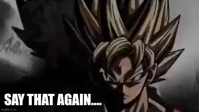 SAY THAT AGAIN.... | image tagged in goku staring | made w/ Imgflip meme maker