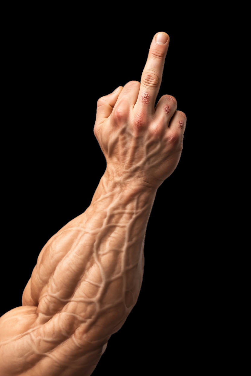 Manly middle finger Blank Meme Template