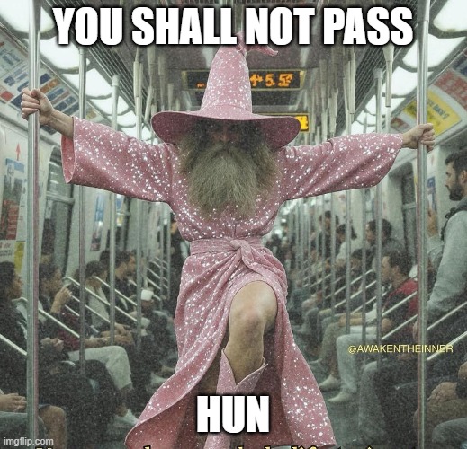 Gandalf? | YOU SHALL NOT PASS; HUN | image tagged in unsee juice | made w/ Imgflip meme maker