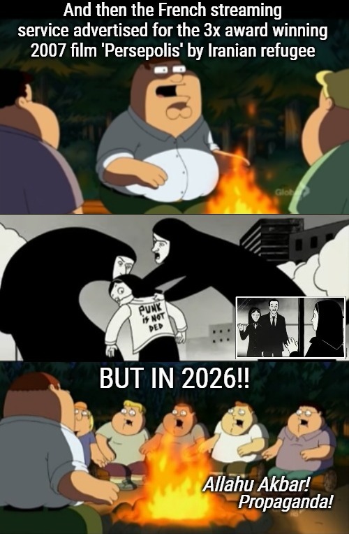 *Facepalm* when ancient news became controversial bc Islamism came closer | image tagged in family guy fat camp,iran,politics,radical islam | made w/ Imgflip meme maker
