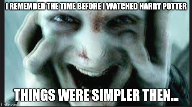 harrymort | I REMEMBER THE TIME BEFORE I WATCHED HARRY POTTER; THINGS WERE SIMPLER THEN... | image tagged in harrymort | made w/ Imgflip meme maker