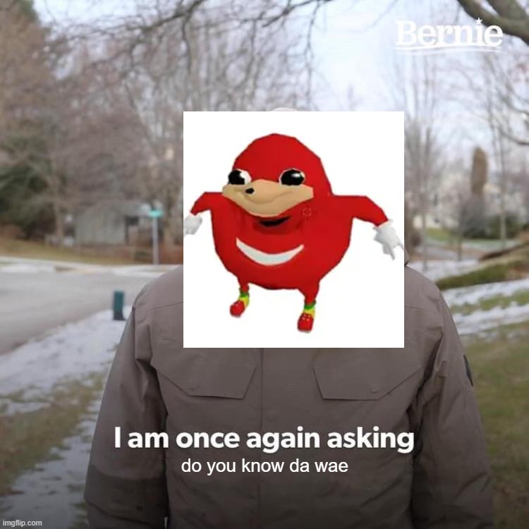 Do you know da wae? | do you know da wae | image tagged in memes,bernie i am once again asking for your support,ugandan knuckles,great meme reset | made w/ Imgflip meme maker