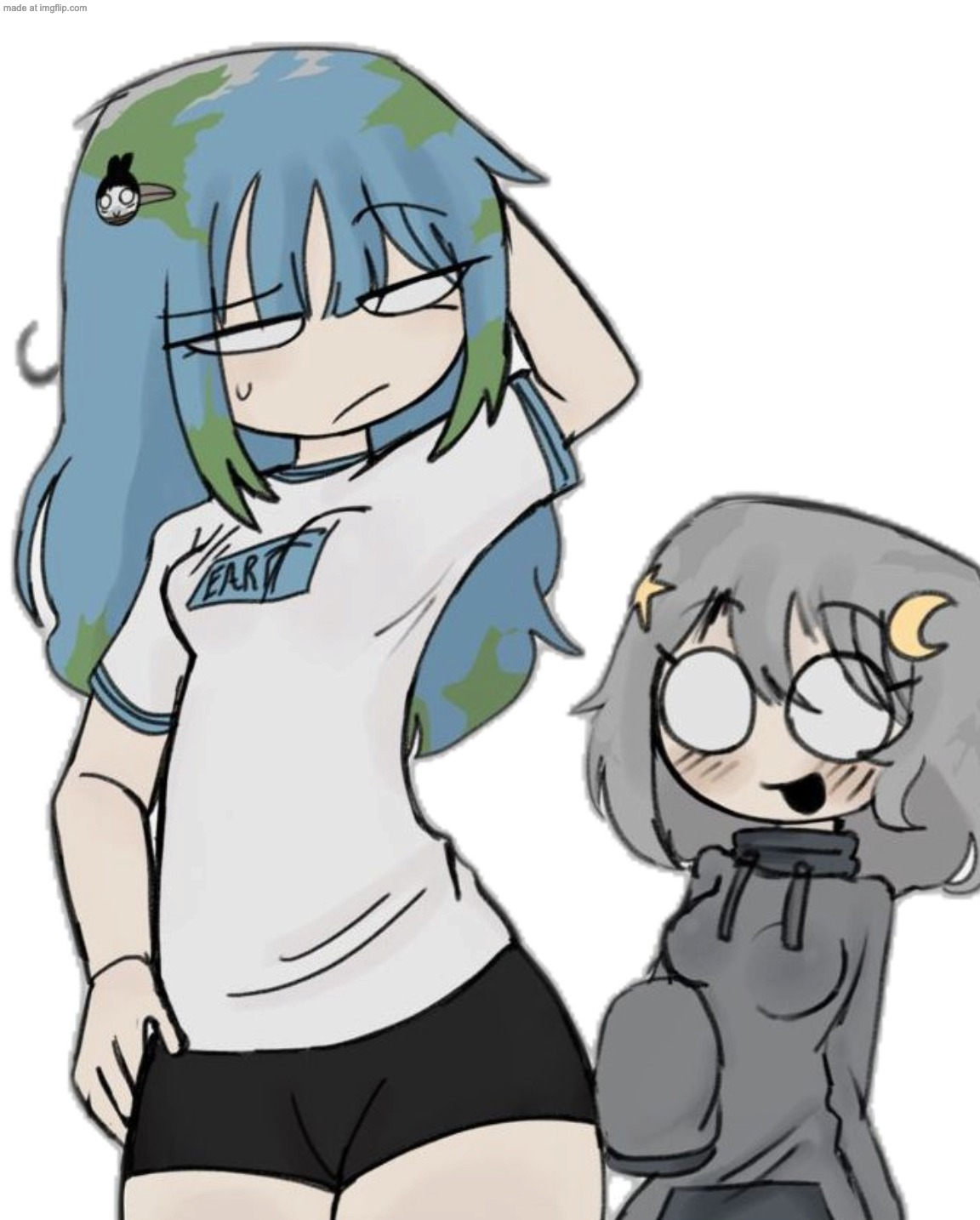 Earth and Moon Blank Meme Template