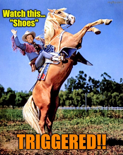 You've been Triggered | Watch this... 
"Shoes"; TRIGGERED!! | image tagged in you've been triggered | made w/ Imgflip meme maker