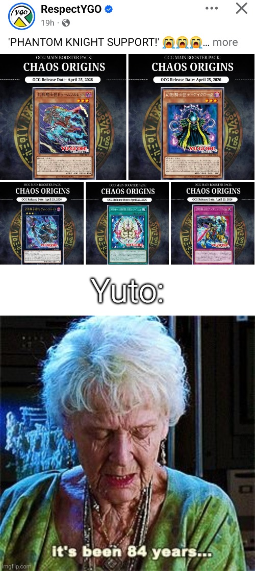 Doesn't matter if it's good or bad, better get some new supports than nothing! | Yuto: | image tagged in it's been 84 years,yugioh | made w/ Imgflip meme maker