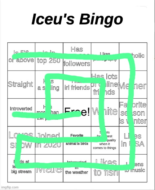 . | image tagged in iceu's bingo | made w/ Imgflip meme maker