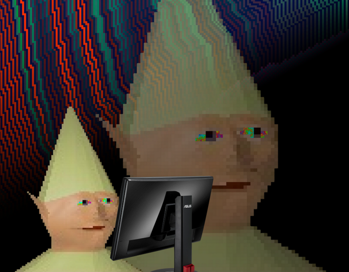 Gnome Child At Computer Blank Meme Template