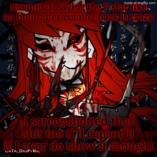 dark kitsune dragnoc (Saw) | moonman saying the F slur like an hour after coming back is crazy; I screenshotted that shit too (I'll censor it if I ever do show it though) | image tagged in dark kitsune dragnoc saw | made w/ Imgflip meme maker