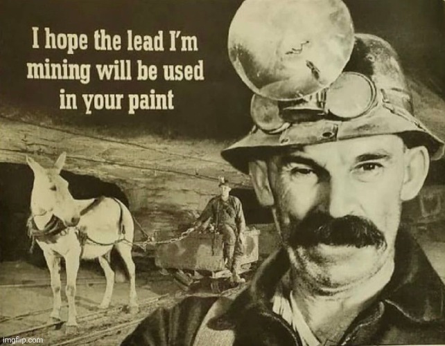 I Hope The Lead I'm Mining Will Be Used In Your Paint | image tagged in i hope the lead i'm mining will be used in your paint | made w/ Imgflip meme maker