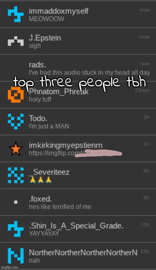 top three people tbh | made w/ Imgflip meme maker