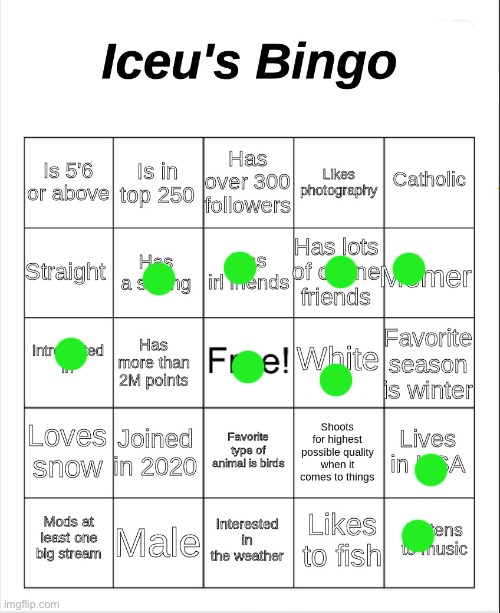 hm ig im not like iceu | image tagged in iceu's bingo | made w/ Imgflip meme maker
