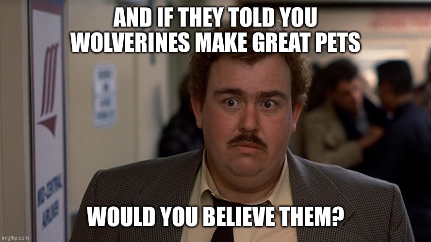 AND IF THEY TOLD YOU WOLVERINES MAKE GREAT PETS WOULD YOU BELIEVE THEM? | image tagged in dell griffith | made w/ Imgflip meme maker