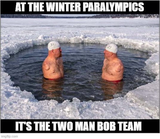 When You See It ... | AT THE WINTER PARALYMPICS; IT'S THE TWO MAN BOB TEAM | image tagged in winter,paralympics,armless,swimmers | made w/ Imgflip meme maker